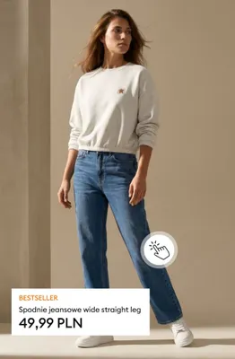 Spodnie jeansowe wide straight leg promocja w Sinsay