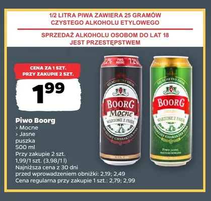 Piwo Boorg Mocne promocja w Netto