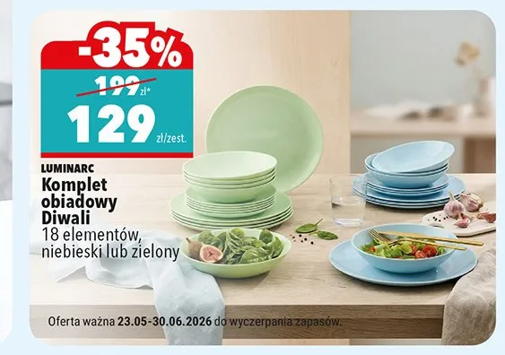 Komplet obiadowy LUMINARC Diwali 18 elementów niebieski promocja w Biedronka
