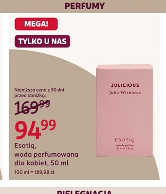 Woda perfumowana dla kobiet Esotiq Julicious Julia Wieniawa promocja w Rossmann