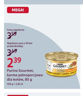 Karma pełnoporcjowa dla kotów Purina Gourmet promocja w Rossmann