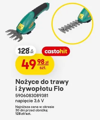 Nożyce do trawy i żywopłotu Flo napięcie 3,6 V promocja w Castorama
