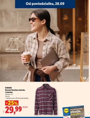 Koszula flanelowa damska z bawełny Esmara promocja w Lidl