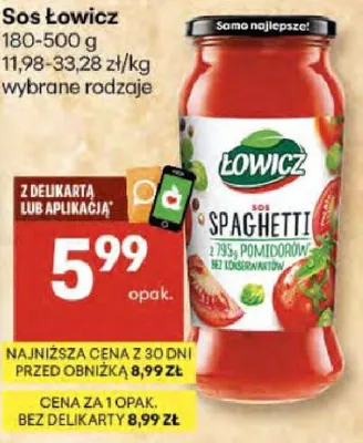 Sos Spaghetti 17% pomidory i czerwone wino promocja w Delikatesy Centrum