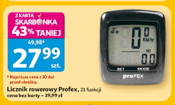 Licznik rowerowy Profex 21 funkcji promocja w Auchan