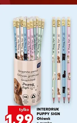 Ołówek z gumką Interdruk Puppy Sign promocja w Kaufland