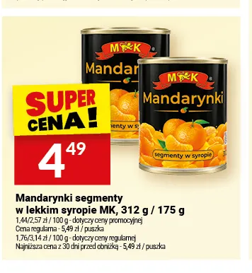 Mandarynki segmenty w lekkim syropie MK promocja w Twój Market