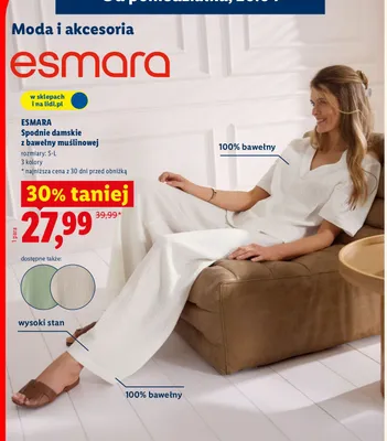 Spodnie damskie z bawełny muślinowej promocja w Lidl