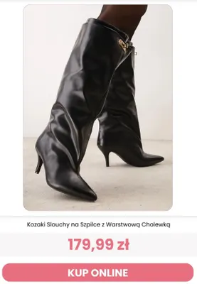 Kozaki slouchy na szpilce z warstwową cholewką Renee promocja w Renee