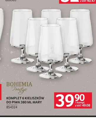 Komplet 6 kieliszków do piwa 380 ml Mary Bohemia Prestige promocja w Selgros