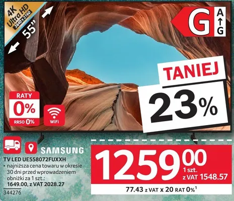 TV LED UE58072FUXXH Samsung promocja w Selgros