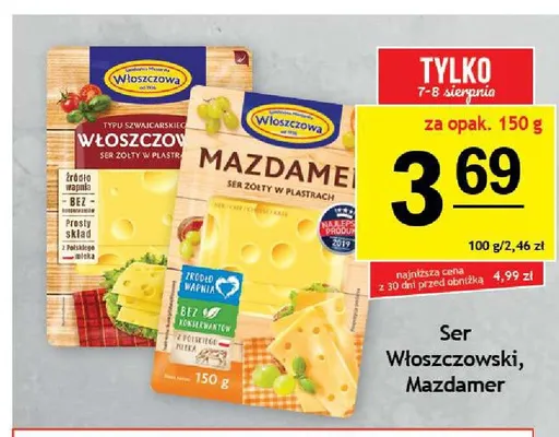 Ser żółty w plastrach Włoszczowa Mazdamer promocja w Gram Market