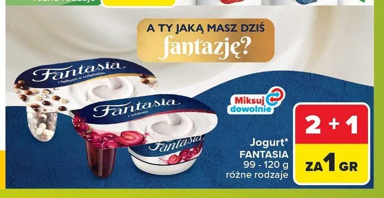Jogurt Fantasia z kulkami w czekoladzie promocja w Carrefour