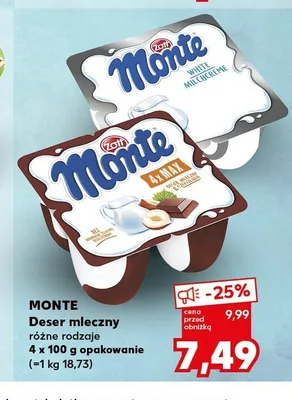 Deser mleczny Monte White 4-pak promocja w Kaufland