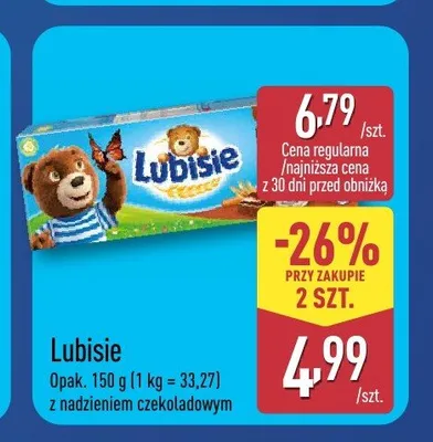 Biszkopty Lubisie z nadzieniem czekoladowym promocja w Aldi