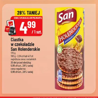 Ciastka w czekoladzie San Holenderskie promocja w POLOmarket