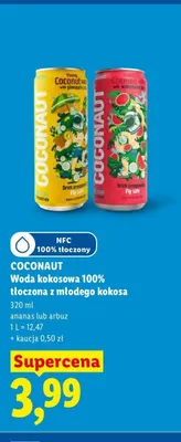 Woda kokosowa 100% tłoczona z młodego kokosa Coconaut arbuz promocja w Lidl