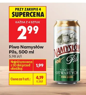 Piwo Namysłów Pils promocja w Biedronka
