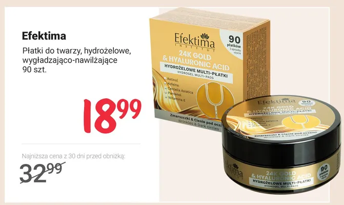 Płatki do twarzy hydrożelowe wygładzająco-nawilżające Efektima promocja w Rossmann