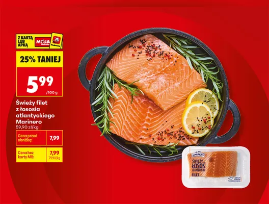 Świeży filet z łososia atlantyckiego Marinero promocja w Biedronka