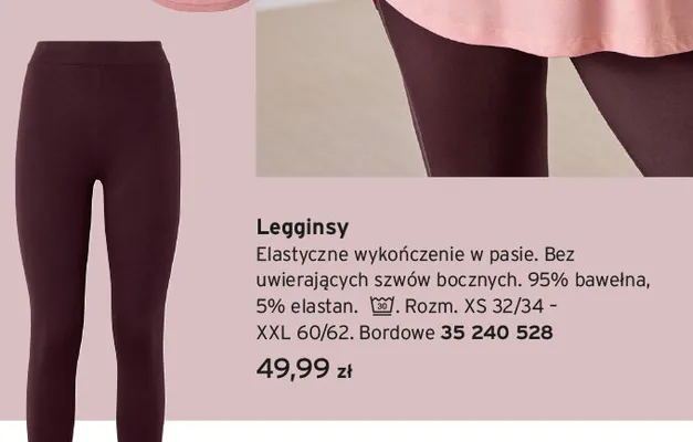 Legginsy sportowe bordowe promocja w Tchibo