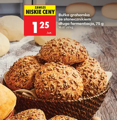 Bułka grahamka ze słonecznikiem długa fermentacja promocja w Biedronka