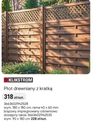 Płot płot drewniany z kratką promocja w Castorama
