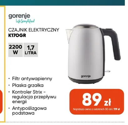 Czajnik elektryczny K170GR Gorenje promocja w Max Elektro