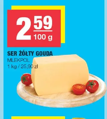Ser żółty gouda Mlekpol promocja w SPAR