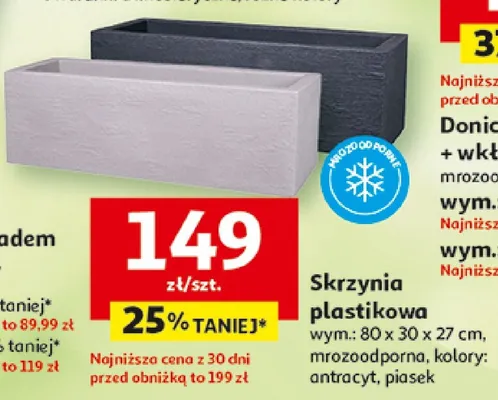 Skrzynia plastikowa mrozoodporna antracyt 80x30x27cm promocja w Auchan