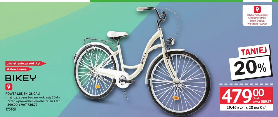 Rower miejski Bikey 28 cali promocja w Selgros