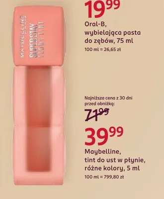 Tint do ust w płynie Maybelline Superstay Teddy Tint promocja w Rossmann