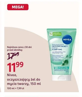 Oczyszczający żel do mycia twarzy Nivea Purifying promocja w Rossmann