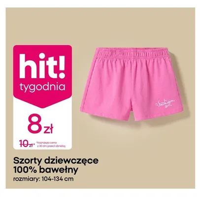 Szorty dziewczęce 100% bawełny promocja w Pepco