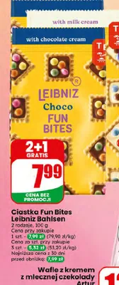 Ciastka Choco Fun Bites Leibniz Bahlsen z kremem czekoladowym promocja w Dino
