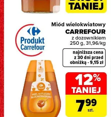 Miód wielokwiatowy z dozownikiem Carrefour promocja w Carrefour