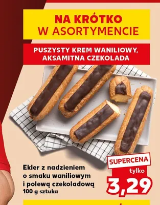 Ekler z nadzieniem o smaku waniliowym i polewą czekoladową promocja w Kaufland