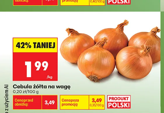 Cebula żółta na wagę promocja w Biedronka