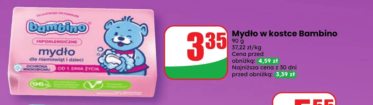 Mydło w kostce Bambino promocja w Dino