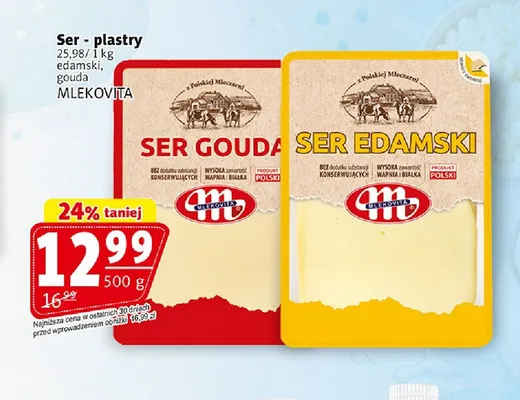 Ser edamski w plastrach Mlekovita promocja w Prim Market
