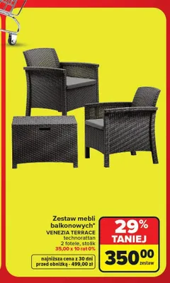 Zestaw mebli balkonowych Venezia Terrace technorattan promocja w Carrefour