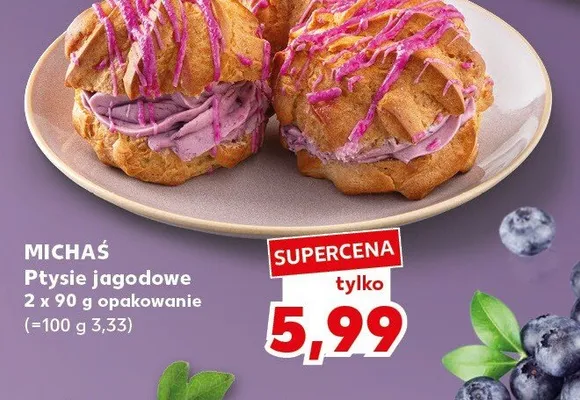 Ptysie jagodowe Michaś 2-pak 90 g promocja w Kaufland