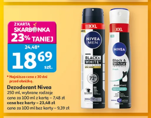 Dezodorant Nivea Men Black & White Invisible promocja w Auchan