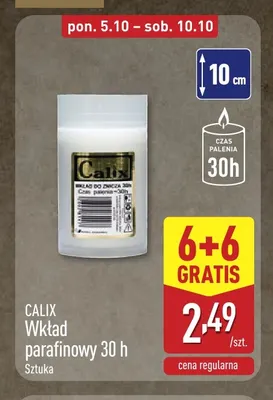 Wkład parafinowy 30 h Calix promocja w Aldi