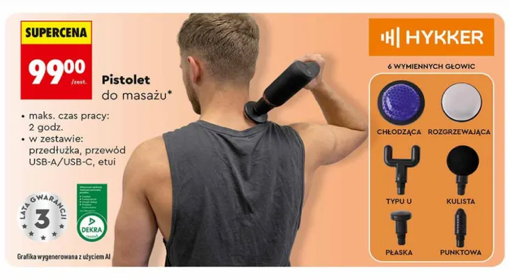 Pistolet do masażu Hykker promocja w Biedronka