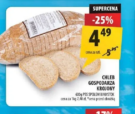 Chleb gospodarza krojony PSS Społem Białystok promocja w Arhelan