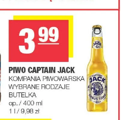Piwo Captain Jack Citrus Tonic promocja w SPAR