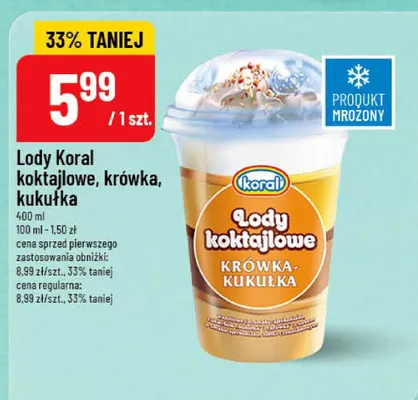 Lody Koral koktajlowe krówka kukułka promocja w POLOmarket