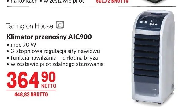 Klimator przenośny Tarrington House AIC900 moc 70W promocja w Makro