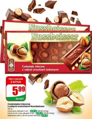 Czekolada mleczna z całymi orzechami laskowymi  promocja w Dino